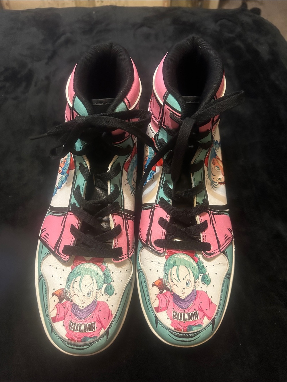 DragonBall Z BULMA High-Top Sneakers in Pink and Teal with Anime Character 11
